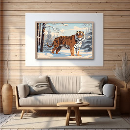 Sibiriska tigern i Skogen - Ai Poster