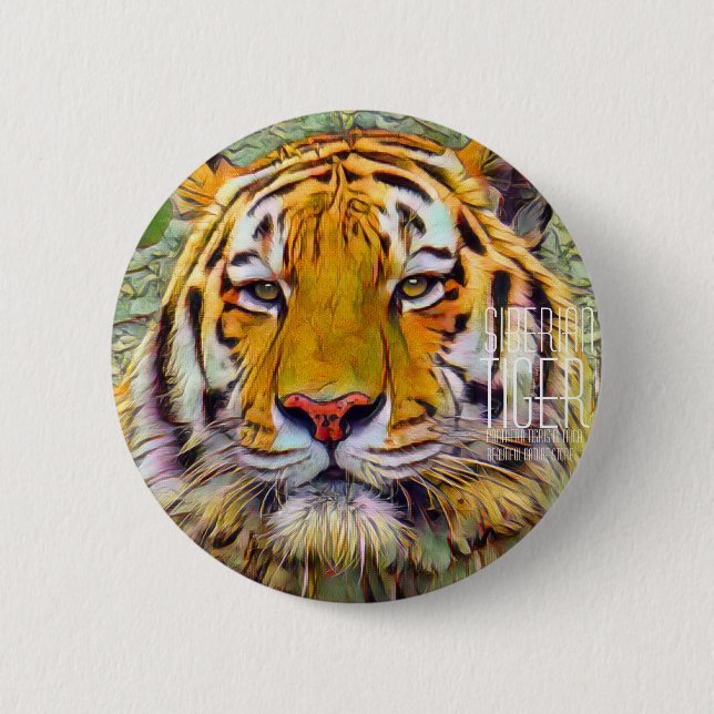 Sibiriska tigern [Round Tin Badge] Knapp (Framsida)