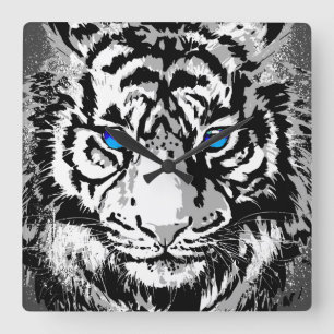 Sibiriska Vita tigerhuvud - Tiger Blue Öga Fyrkantig Klocka