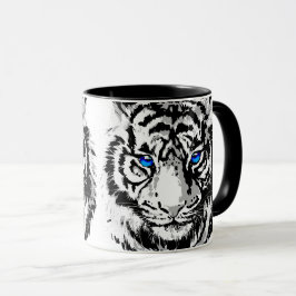 Sibiriska Vita tigerhuvud - Tiger Blue Öga-kaffe Mugg