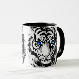 Sibiriska Vita tigerhuvud - Tiger Blue Öga-kaffe Mugg