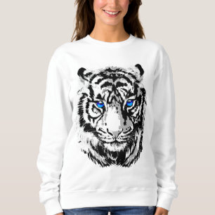 Sibiriska Vita tigerhuvud - Tiger Blue Öga T Shirt