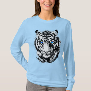 Sibiriska Vita tigerhuvud - Tiger Blue Öga T Shirt
