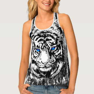 Sibiriska Vita tigerhuvud - Tiger Blue Öga Tank T