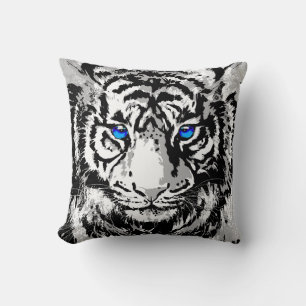 Sibiriska vita tigerhuvud - Tiger Blue Öga Thrid Kudde