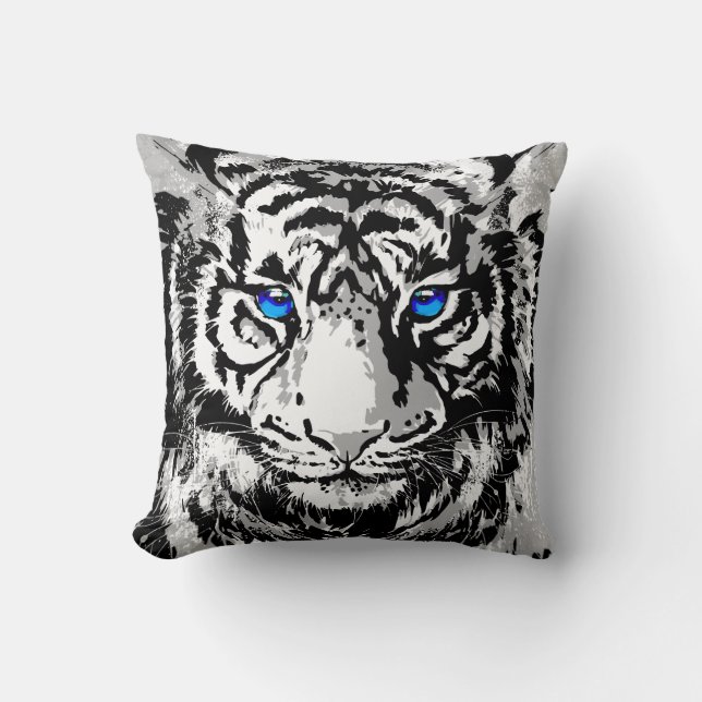 Sibiriska vita tigerhuvud - Tiger Blue Öga Thrid Kudde (Framsida)