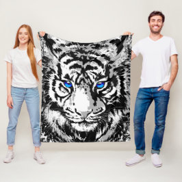 Sibiriska Vita tigerhuvud - Tiger Blue Öga Ull Fleecefilt