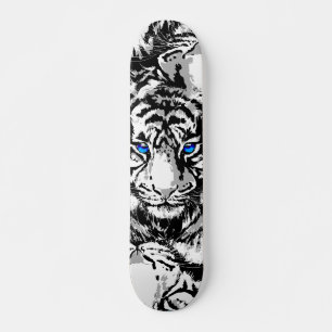 Sibiriska Vita tigerhuvud - Tigerskateboard Mini Skateboard Bräda 18,5 Cm
