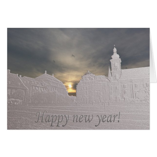 Sibiu basorelief 2009 hälsningskort (Framsidan Horizontal)