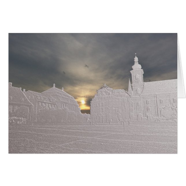 Sibiu basrelief hälsningskort (Framsidan Horizontal)
