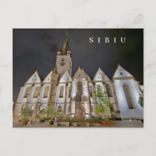 Sibiu Cathedral på nattvykort Vykort