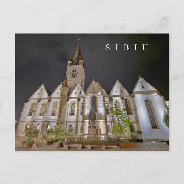 Sibiu Cathedral på nattvykort Vykort (Framsida)