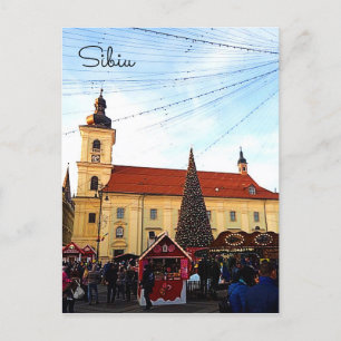 Sibiu Julmarknaden Helg Vykort