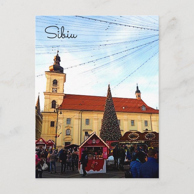 Sibiu Julmarknaden Helg Vykort (Framsida)