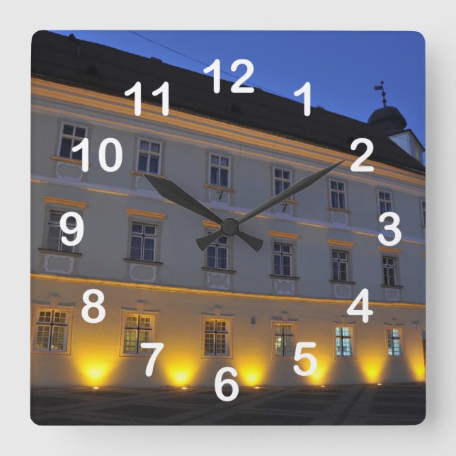 Sibiu på natten fyrkantig klocka (Framsida)