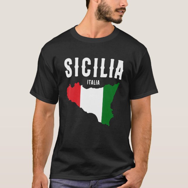 Sicilia Flag Sicily Palermo Italy 19 T Shirt (Framsida)