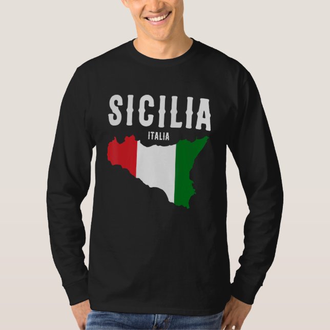 Sicilia Flag Sicily Palermo Italy 19 T Shirt (Framsida)