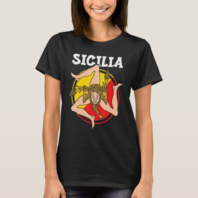 Sicilia Flag Sicily Palermo Italy 1 T Shirt (Framsida)