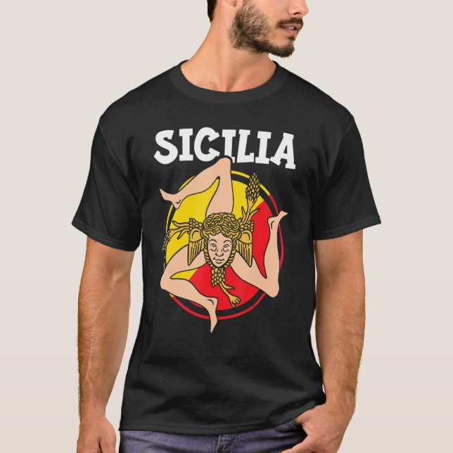 Sicilia Flag Sicily Palermo Italy 1 T Shirt (Framsida)