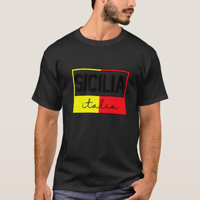 Sicilia Flag Sicily Palermo Italy  33 T Shirt (Framsida)
