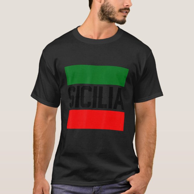 Sicilia Flag Sicily Palermo Italy 37 T Shirt (Framsida)