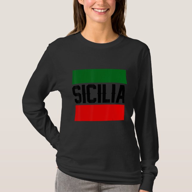 Sicilia Flag Sicily Palermo Italy 37 T Shirt (Framsida)