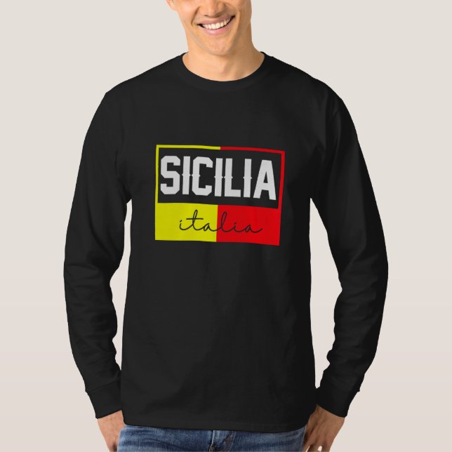 Sicilia Flag Sicily Palermo Italy  39 T Shirt (Framsida)