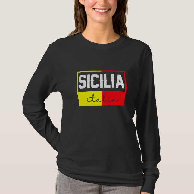 Sicilia Flag Sicily Palermo Italy  39 T Shirt (Framsida)