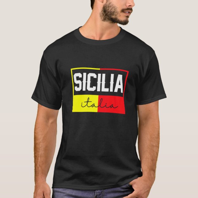Sicilia Flag Sicily Palermo Italy  39 T Shirt (Framsida)