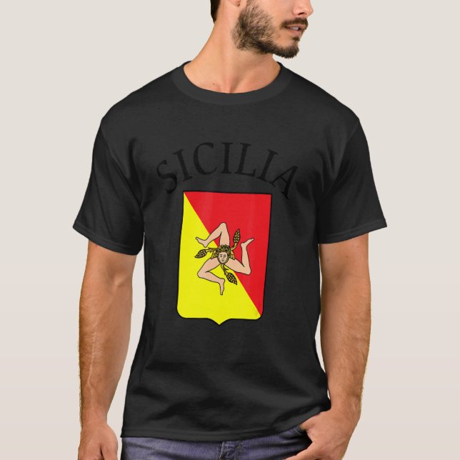 Sicilia Flag Sicily Palermo Italy 5 T Shirt (Framsida)
