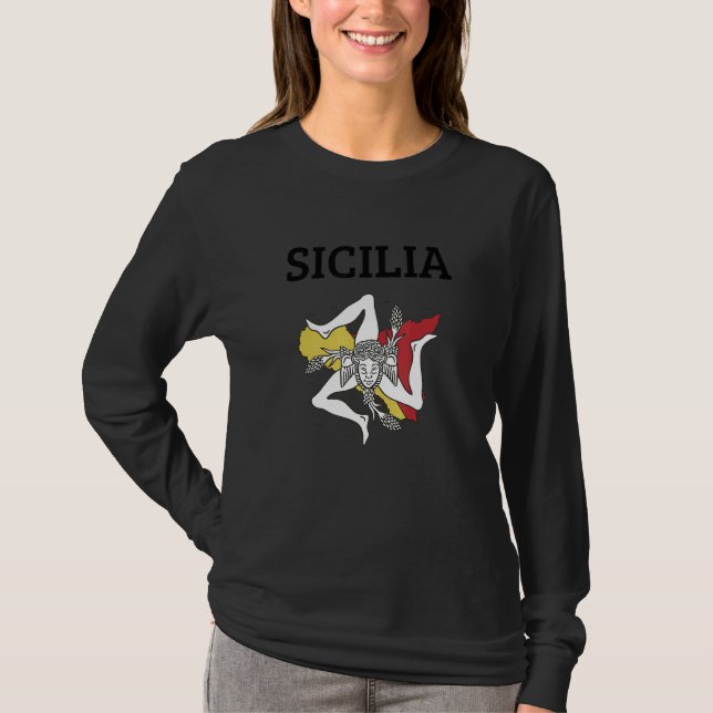 Sicilia Flag Sicily Palermo Italy 9 T Shirt (Framsida)