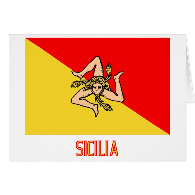 Sicilia flagga med namn hälsningskort (Framsidan Horizontal)
