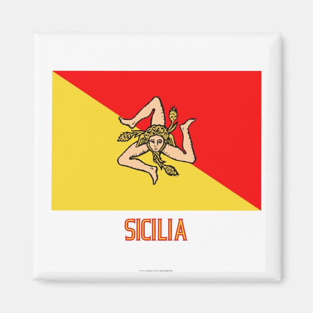 Sicilia flagga med namn magnet (Framsidan)