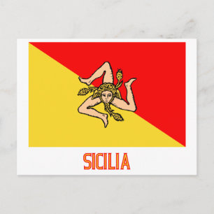 Sicilia flagga med namn vykort
