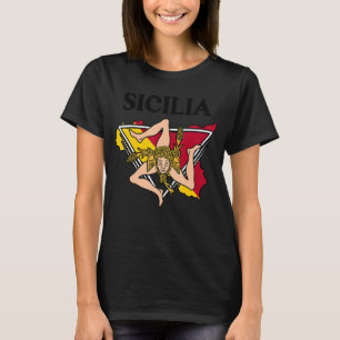 Sicilia Flagga Sicily Palermo Italien 14 T Shirt