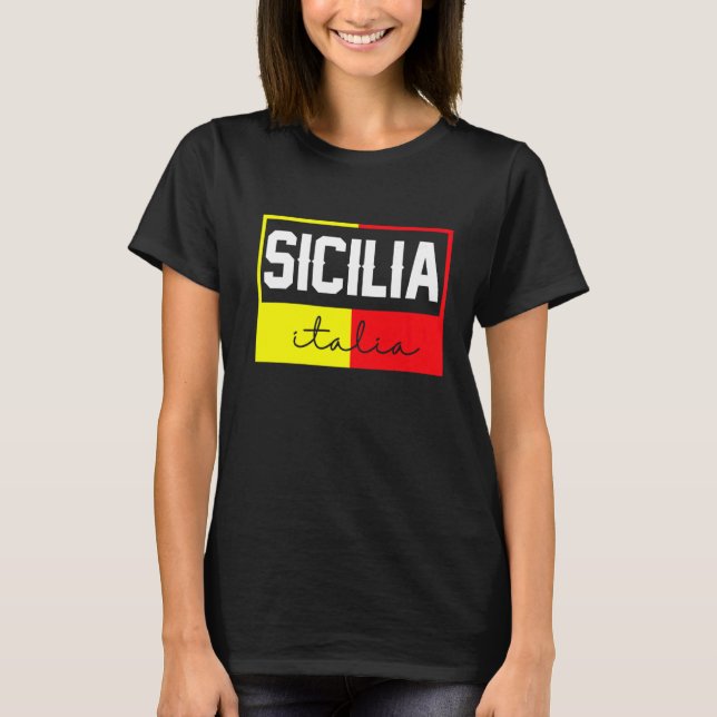 Sicilia Flagga Sicily Palermo Italien 39 T Shirt (Framsida)