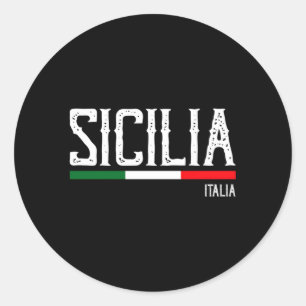 Sicilia Flagga Sicily Palermo Italien Runt Klistermärke