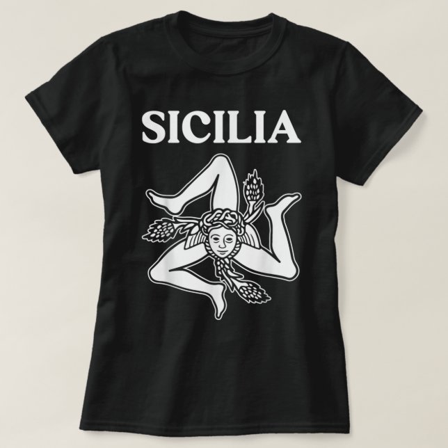 Sicilia Flagga Sicily Palermo Italien T Shirt (Design framsida)