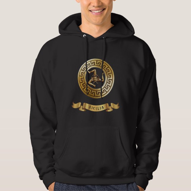 SICILIA (Golden Trinacria Symbol) Hoodie (Framsida)