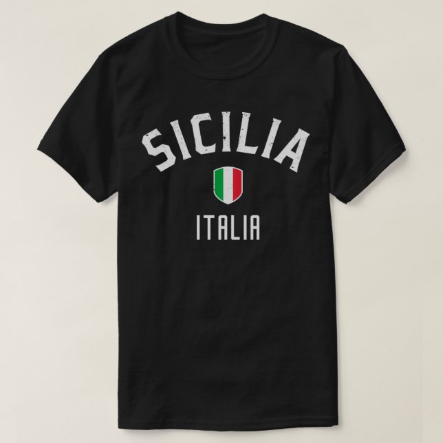 Sicilia Italia Italia Flagga Sicilien Italien T Shirt (Design framsida)