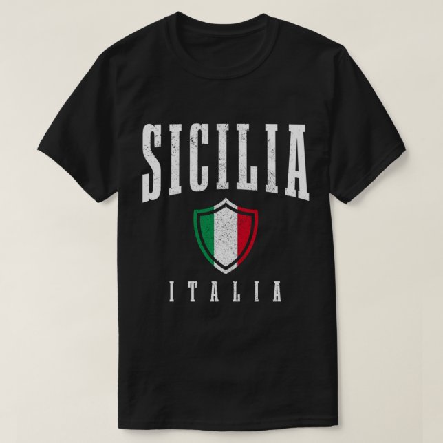 Sicilia Italien Sicily Italia Italia Flagga Pul T Shirt (Design framsida)