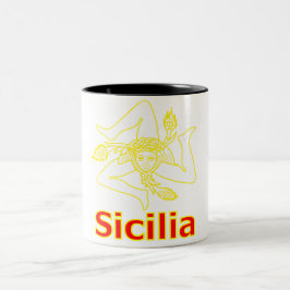 Sicilia med Trinacria-symbol Två-Tonad Mugg