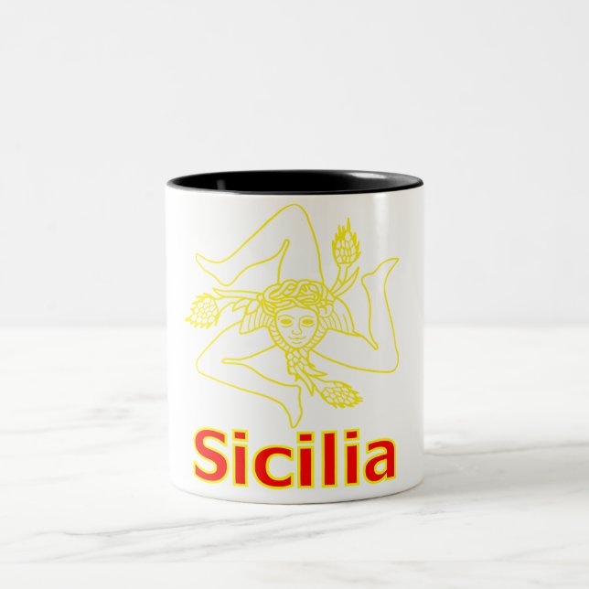 Sicilia med Trinacria-symbol Två-Tonad Mugg (Center)