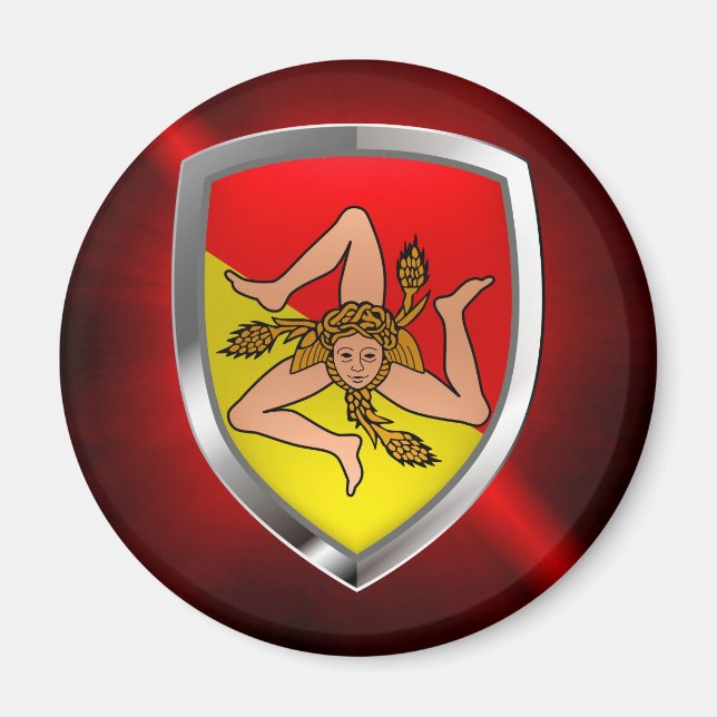 Sicilia Mettalic Emblem Magnet (Framsidan)