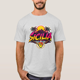 Sicilia Mt.Etna Design T Shirt
