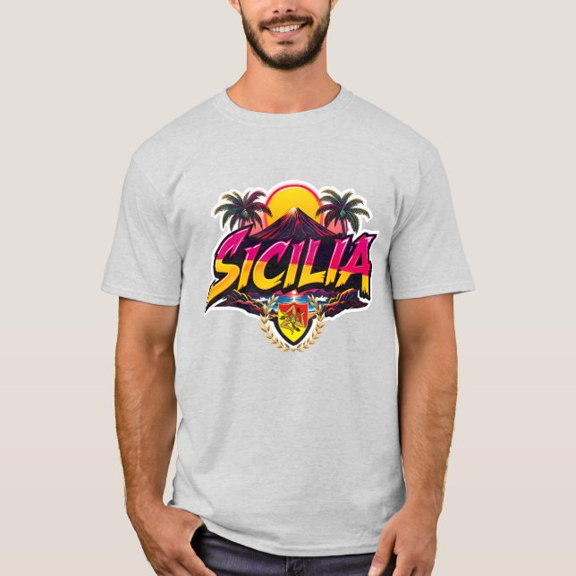 Sicilia Mt.Etna Design  T Shirt (Framsida)