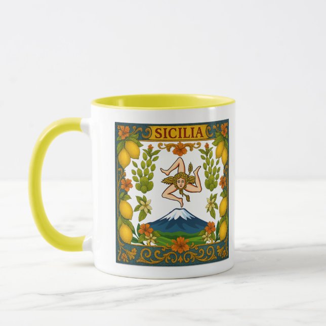 Sicilia Mt.Etna Trinacria Design Mug Mugg (Vänster)