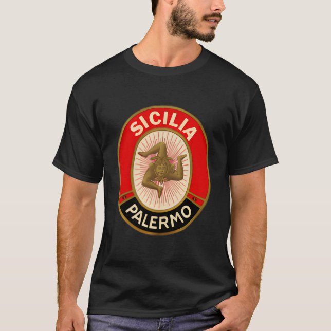 Sicilia Palermo Stil Sicily T Shirt (Framsida)
