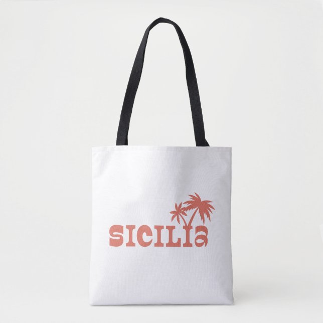 Sicilia Palm Island Solnedgång Tygkasse (Framsida)