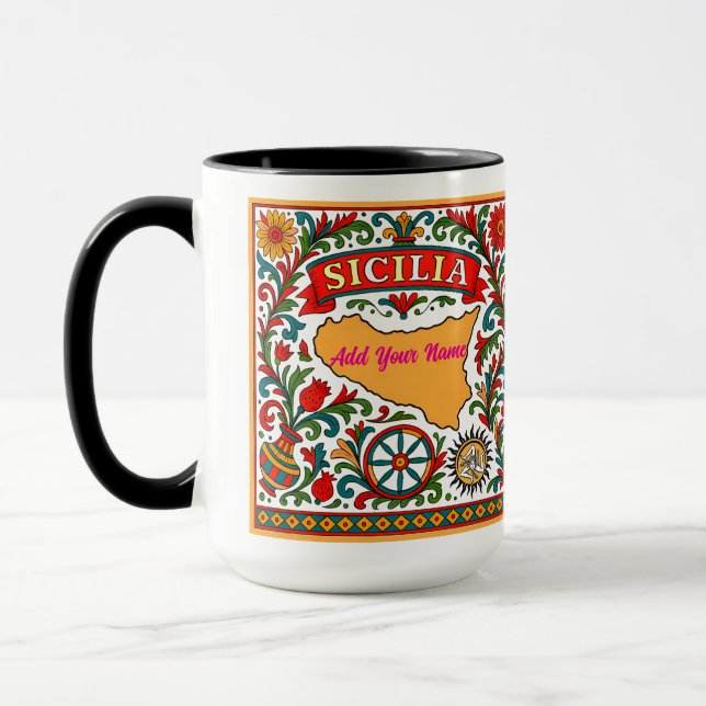 Sicilia Sicilian Design (customize with name) Mugg (Vänster)